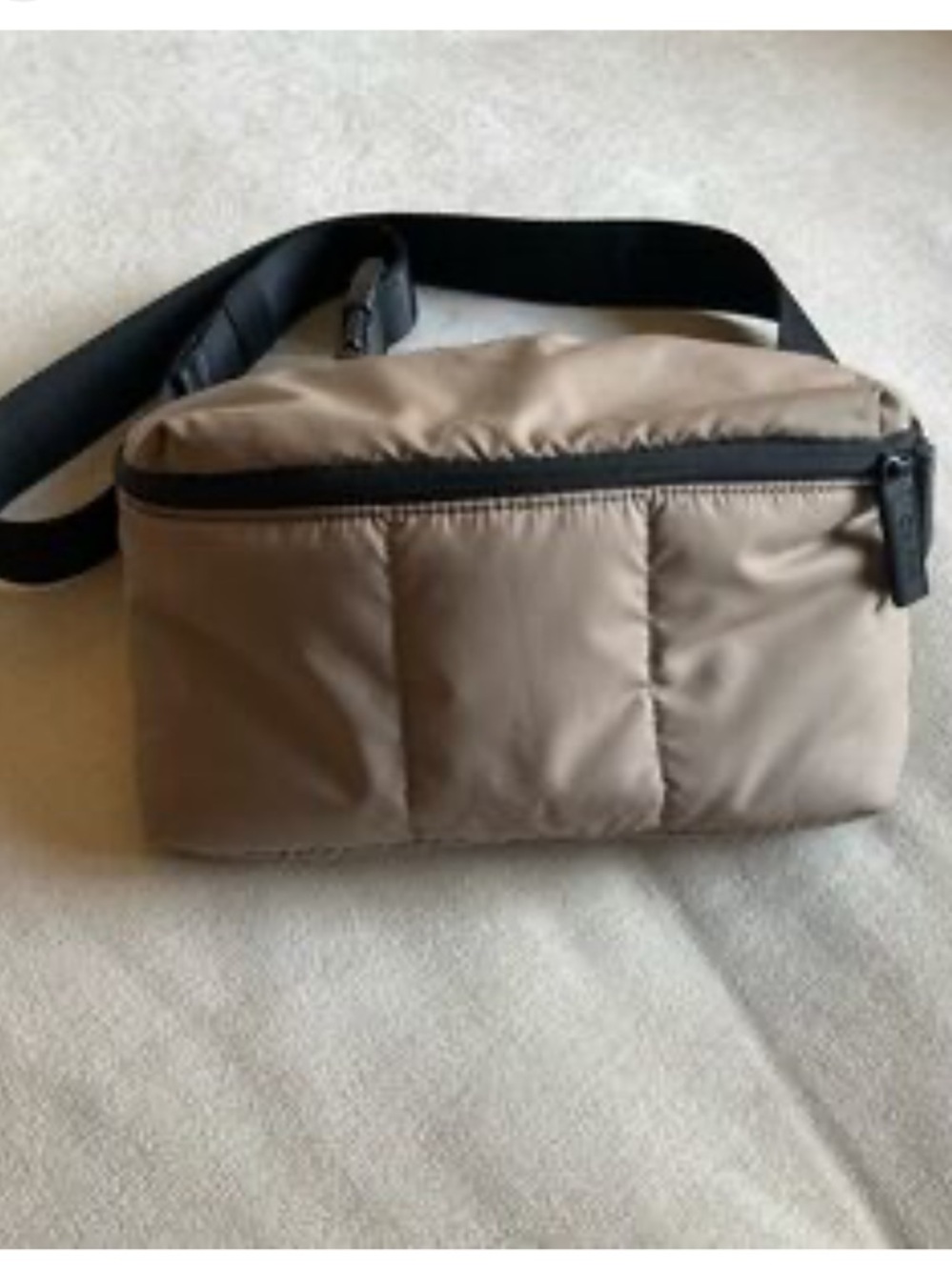 Calpak Quilted Tan Nylon Belt Bag with Black Strap
